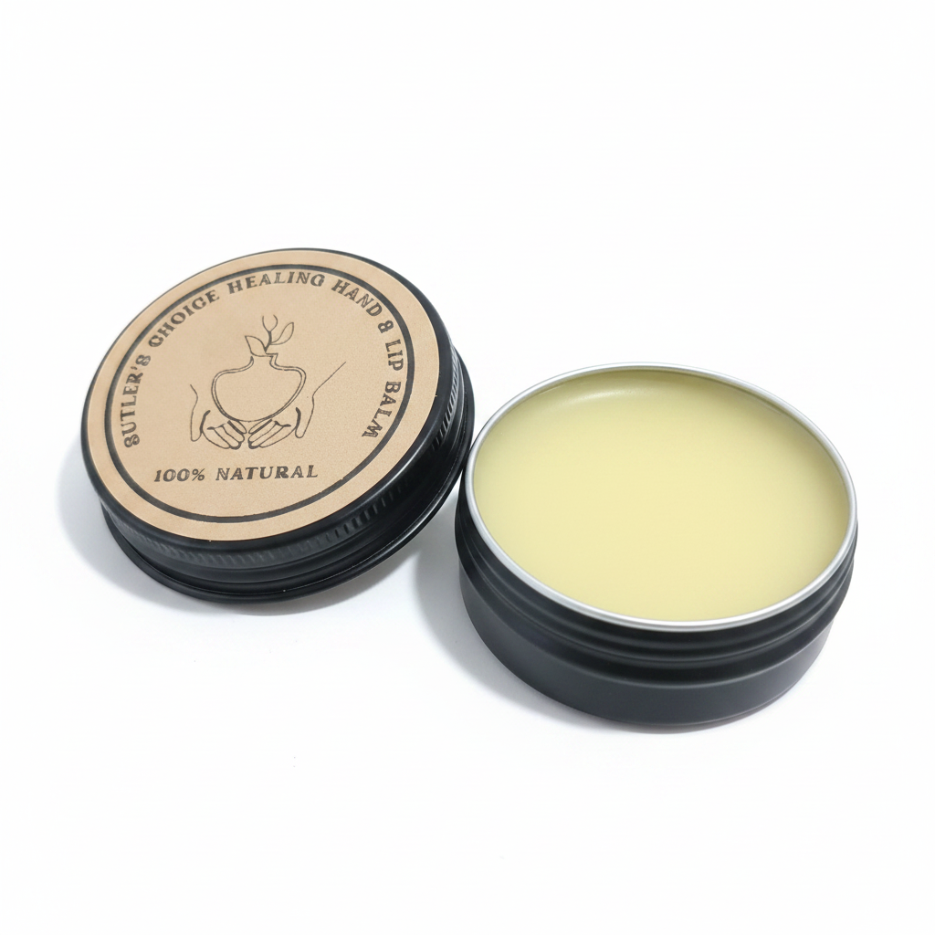 Healing Hands & Lip Balm on white background